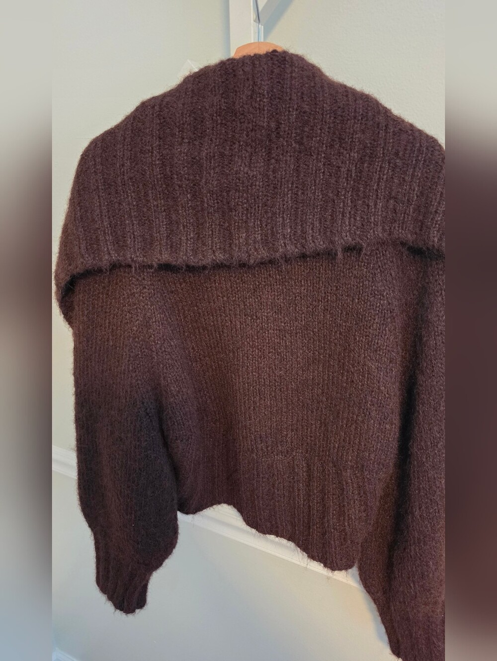 Mare Mare Anthropologie Cropped Fuzzy Shrug Cardigan Brown One Size Cozy Boho - Picture 4 of 10